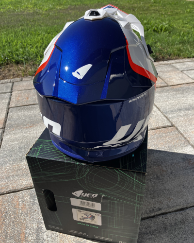 Preview: Helm Motocross UFO Erwachsene Weiß-Blau Rot